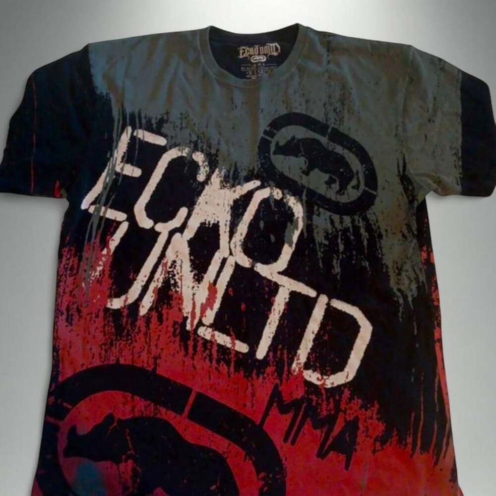 Ecko Unltd MMA All Over Print Graphic Tee XL Y2K Grunge